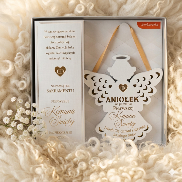Zawieszka ANIOŁ „IHS” – Pamiątka komunijna