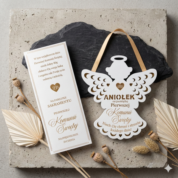 Zawieszka ANIOŁ „IHS” – Pamiątka komunijna