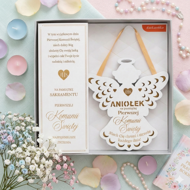 Zawieszka ANIOŁ „IHS” – Pamiątka komunijna