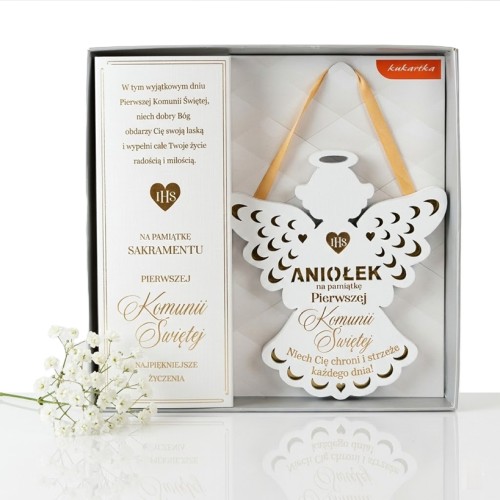 Zawieszka ANIOŁ „IHS” – Pamiątka komunijna