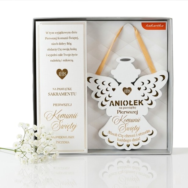 Zawieszka ANIOŁ „IHS” – Pamiątka komunijna