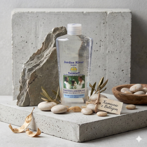 Woda święcona z rzeki Jordan z kamieniami z Betlejem – 250 ml | Made in Israel™