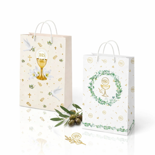 Torebka prezentowa A4 – Gołąbek i kielich eucharystyczny I Komunia Święta (2 wzory)