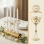 Świeczki stołowe komunijne BIAŁE – motyw kielicha (4 szt.) | Dekoracja I Komunii