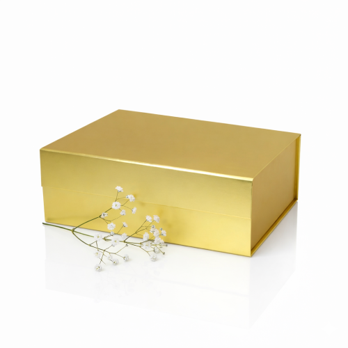 Pudełko magnetyczne A4 złote 33×25,5×11,5 cm – eleganckie pudełko prezentowe | MAGNETIC BOX™