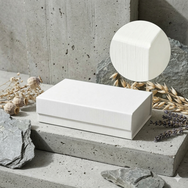 Pudełko magnetyczne A5 białe – struktura len 23,5×17×6 cm | MAGNETIC BOX™