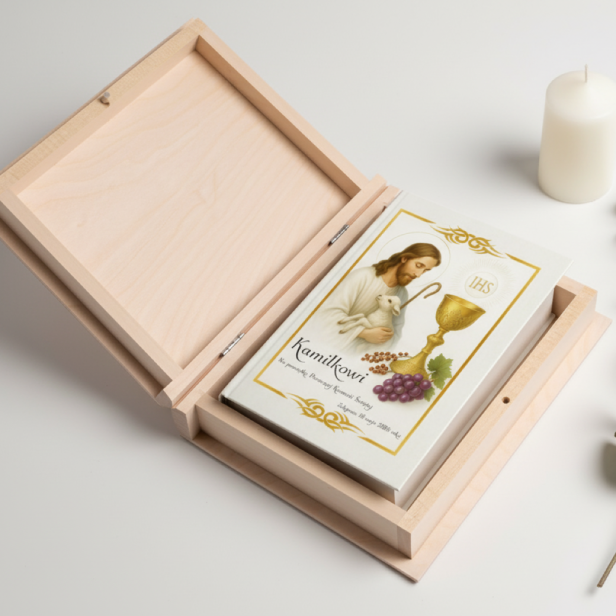 Pismo Święte Starego i Nowego Testamentu – Biblia Paulistów z nadrukiem IHS Komunia lub Dobry Pasterz