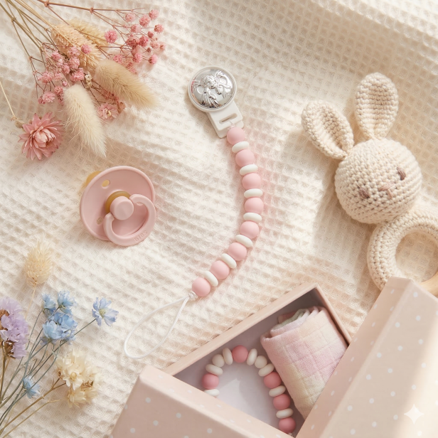 Zapinka do smoczka z emblematem srebrnym Aniołek – prezent dla dziecka | Linia BABY SILVER™