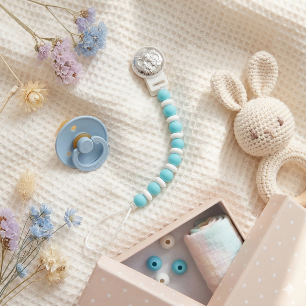 Zapinka do smoczka z emblematem srebrnym Aniołek – prezent dla dziecka | Linia BABY SILVER™