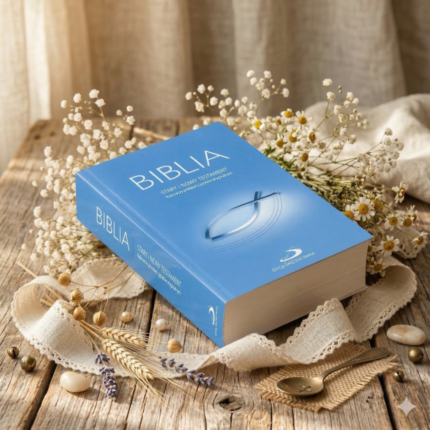 Biblia „z rybką” – niebieska oprawa miękka z paginatorami | Pismo Święte