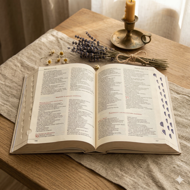 Biblia „z rybką” – niebieska oprawa miękka z paginatorami | Pismo Święte