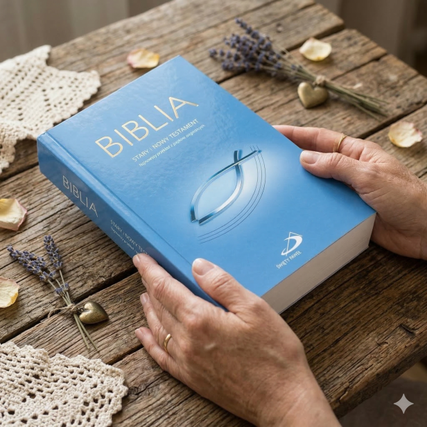 Biblia „z rybką” – niebieska oprawa miękka z paginatorami | Pismo Święte