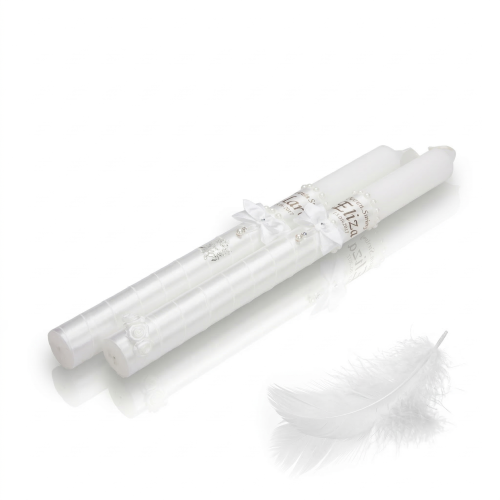 Świeca imienna z perłą | Linia PERLA AURORA™ – Światło Czystości i Łaski