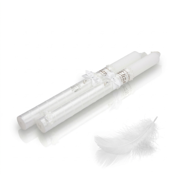 Świeca imienna z perłą | Linia PERLA AURORA™ – Światło Czystości i Łaski