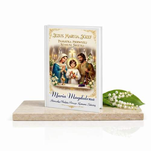 Modlitewnik komunijny Jezus Maryja Józef z personalizacją – książeczka na Pierwszą Komunię Świętą