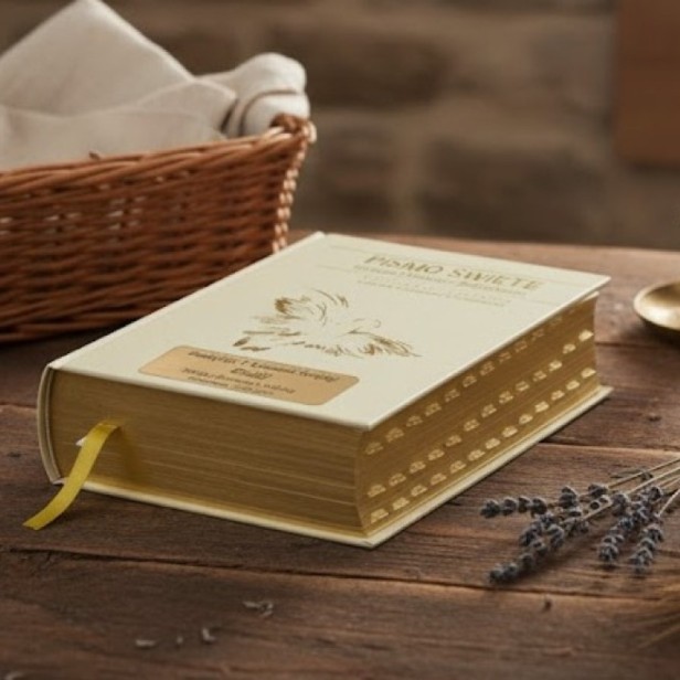 Pismo Święte ST i NT - biała ecri ze złoceniem, paginatorami Twoim grawerem | Biblia Paulistów | Pamiątka I Komunii Świętej