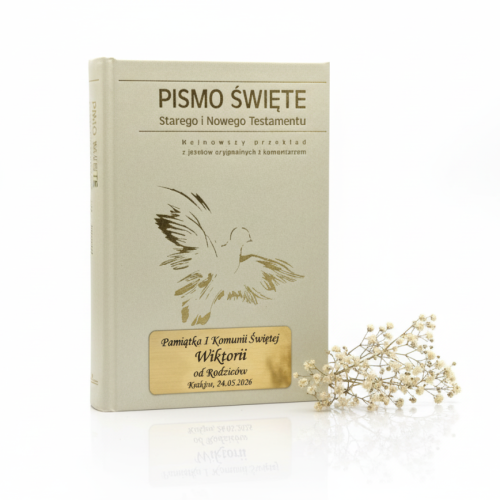 Pismo Święte ST i NT (mały format, twarda oprawa) z Twoim grawerem | Biblia Paulistów | Pamiątka I Komunii Świętej