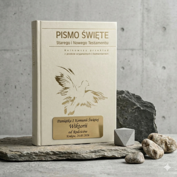Pismo Święte ST i NT (mały format, twarda oprawa) z Twoim grawerem | Biblia Paulistów | Pamiątka I Komunii Świętej