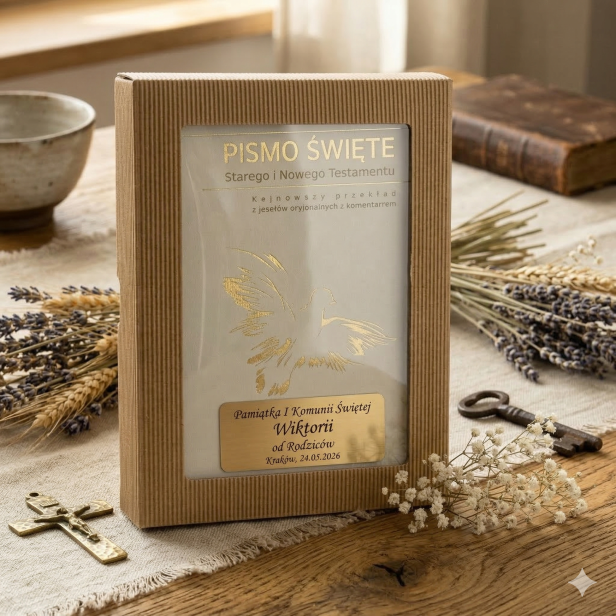 Pismo Święte ST i NT (mały format, twarda oprawa) z Twoim grawerem | Biblia Paulistów | Pamiątka I Komunii Świętej