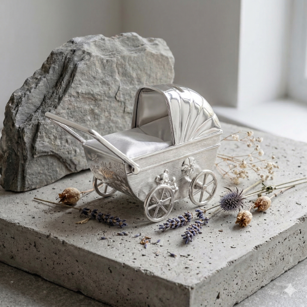 Skarbonka Wózek – prezent | Linia BABY SILVER™