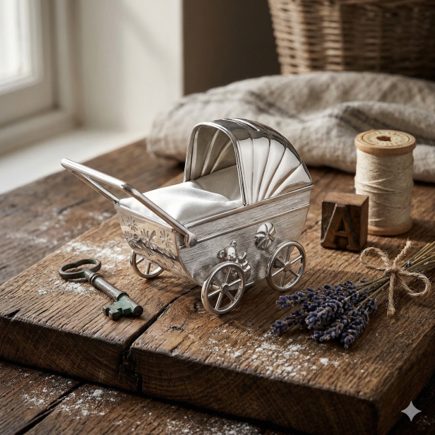 Skarbonka Wózek – prezent | Linia BABY SILVER™