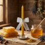 Świeca okolicznościowa z wosku pszczelego ze stroikiem MGIEŁKA | Linia HONEY PURE