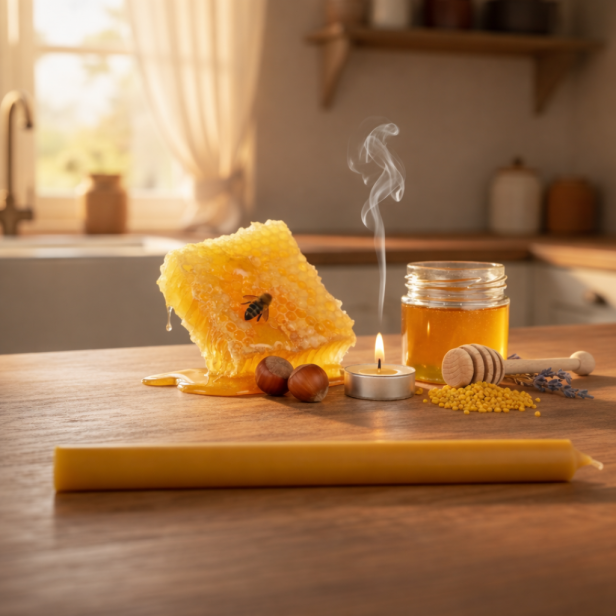 Świeca pamiątkowa z wosku pszczelego – naturalna i ręcznie wykonana | Linia BEE WAX – Naturalne Światło Wiary