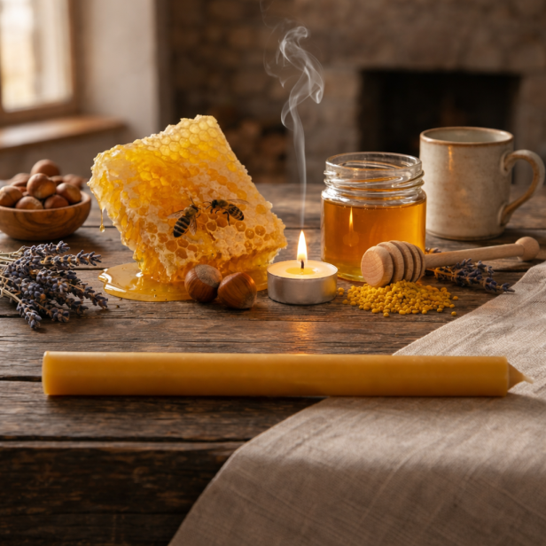 Świeca pamiątkowa z wosku pszczelego – naturalna i ręcznie wykonana | Linia BEE WAX – Naturalne Światło Wiary