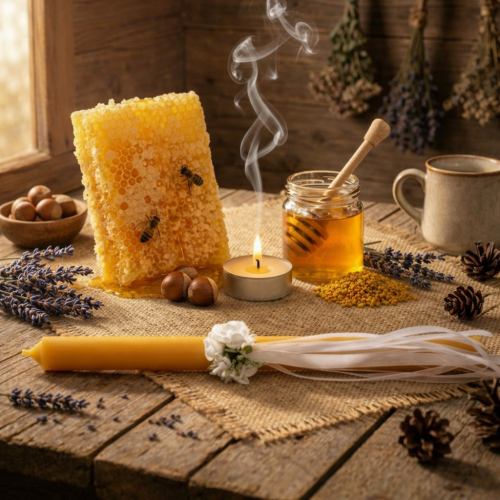 Gromnica PREMIUM ze stroikiem – 100% wosk pszczeli | HONEY PURE – Naturalne Światło Wiary