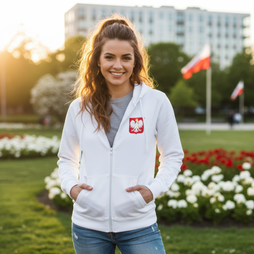 Bluza patriotyczna Orzeł Polski – biała, Hoodie | SacrumStyle™