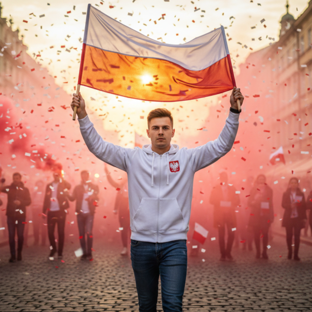 Bluza patriotyczna Orzeł Polski – biała, Hoodie | SacrumStyle™