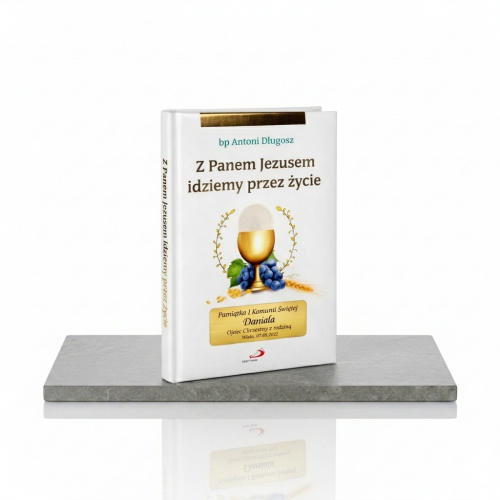Album komunijny „Z Panem Jezusem idziemy przez życie” z grawerem | Pamiątka I Komunii Świętej