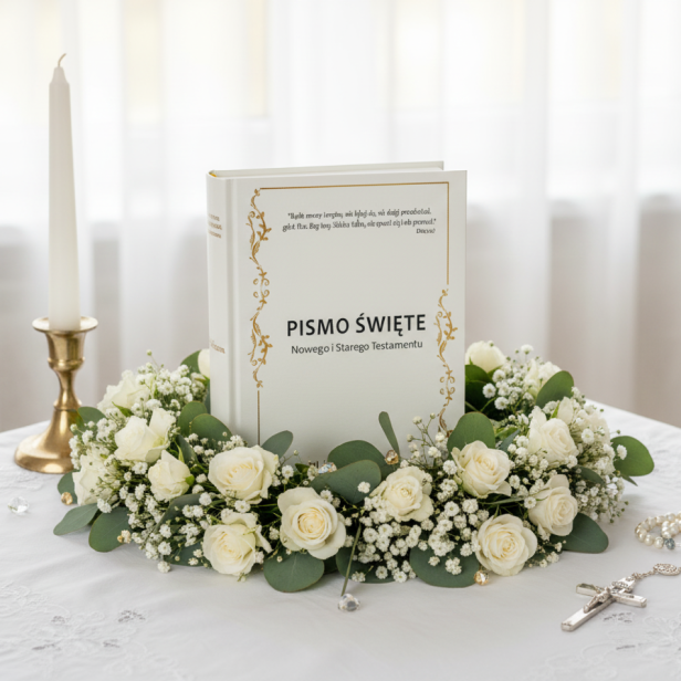 Pismo Święte Nowego i Starego Testamentu - oprawa twarda z nadrukiem Biblia