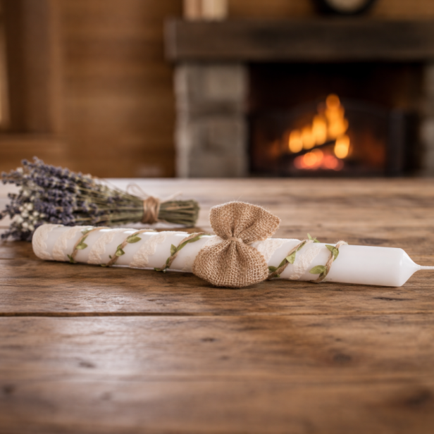 Eko zestaw ♻ PUDEŁKO • ŚWIECA • SZATKA – Pamiątka Chrztu Świętego