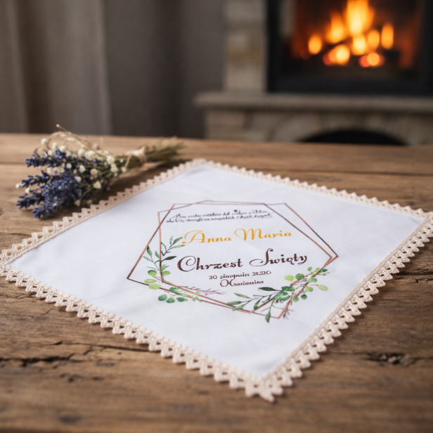 Eko zestaw ♻ PUDEŁKO • ŚWIECA • SZATKA – Pamiątka Chrztu Świętego