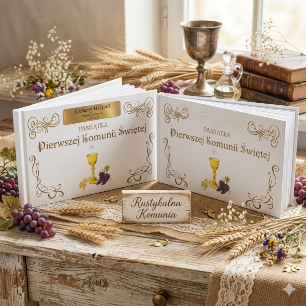 możliwość personalizacji - Album komunijny z grawerem | Pamiątka I Komunii Świętej