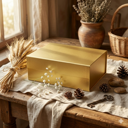 Pudełko magnetyczne A4 złote 33×25,5×11,5 cm – eleganckie pudełko prezentowe | MAGNETIC BOX™