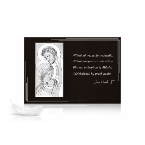 Srebrny obrazek Święta Rodzina z cytatem 20×15 cm | ARGENTO SACRO™