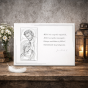 Srebrny obrazek biały Święta Rodzina z cytatem 20×15 cm | ARGENTO SACRO™