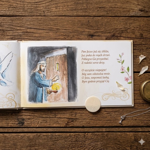 Pamiątka komunijna w pudełku kraft z grawerem – Pierwsza Komunia Święta