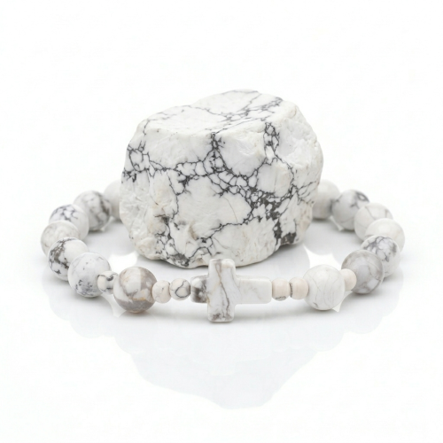 Bransoletka - dziesiątka różańca - HOWLIT BIAŁY