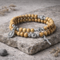 Bransoletka różaniec na rękę św. Benedykt drewno 6 mm – regulowana, symbol ochrony