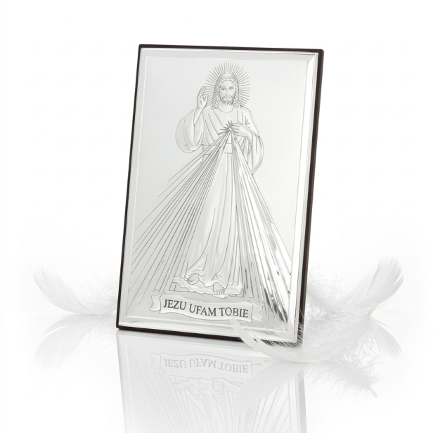 Obrazek srebrny Jezu Ufam Tobie 13×9 | ARGENTO SACRO™