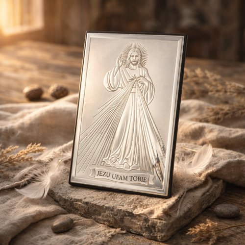 Obrazek srebrny Jezu Ufam Tobie 13×9 | ARGENTO SACRO™