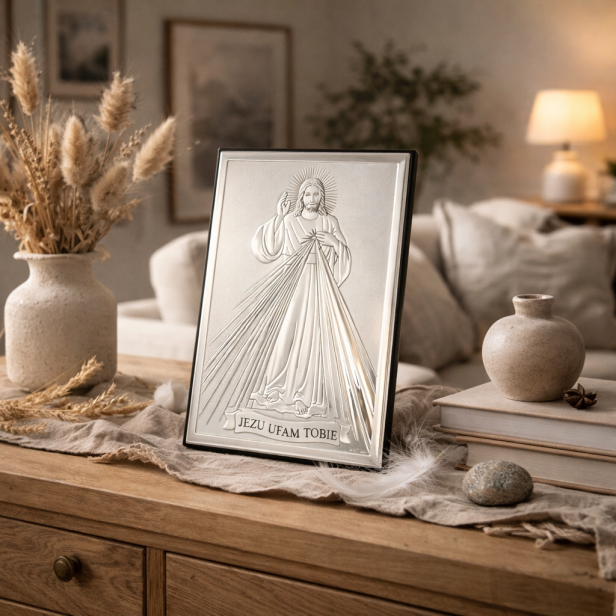 Obrazek srebrny Jezu Ufam Tobie 13×9 | ARGENTO SACRO™