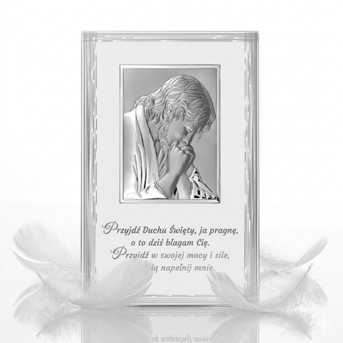 Obrazek srebrny Jezus – Przyjdź Duchu Święty 16×25 | ARGENTO SACRO™