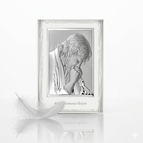Obrazek srebrny Jezus Chrystus „Moja I Komunia Święta” | SILVER COMMUNIO™
