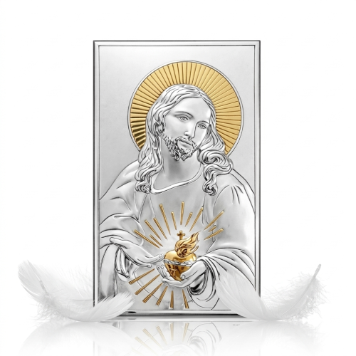 Obrazek srebrny Najświętsze Serce Jezusa 12 x 20 | ARGENTO SACRO™