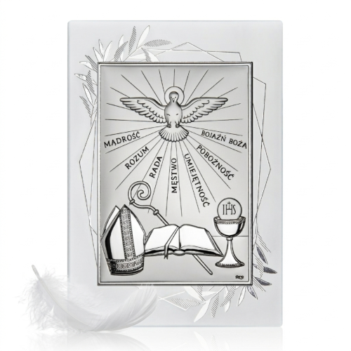 Obrazek srebrny Pamiątka Bierzmowania 20×15 | ARGENTO SACRO™