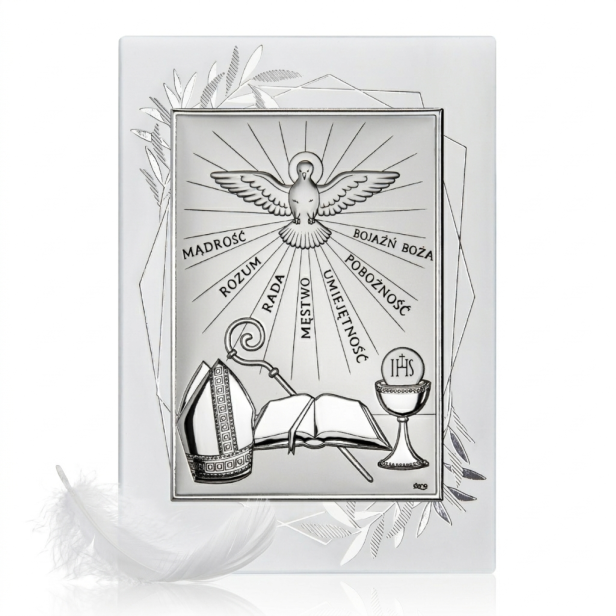Obrazek srebrny Pamiątka Bierzmowania 20×15 | ARGENTO SACRO™